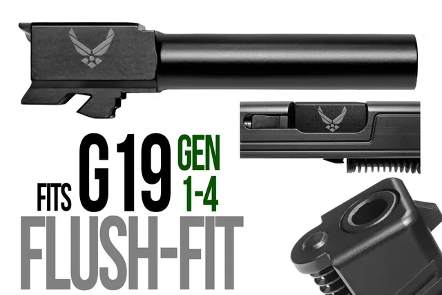 Air Force Logo Glock 19 Flush Fit Barrel 9mm – Black
