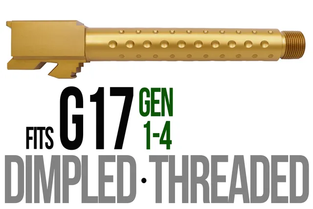 Glock 17 Threaded Barrel 9mm – Golf Ball Dimpled Gold