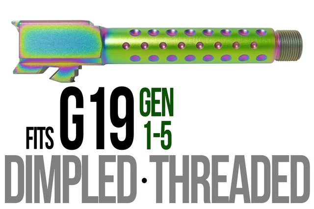 Glock 19 Threaded Barrel – Golf Ball Dimpled Radio Active