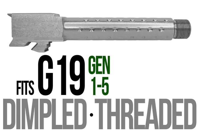 Glock 19 Threaded Barrel 9mm – Golf Ball Dimpled Stainless