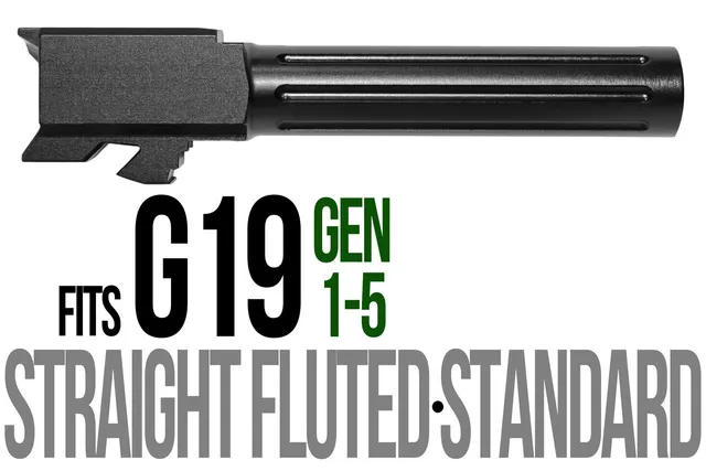 Glock 19 Barrel 9mm – Straight Fluted Black