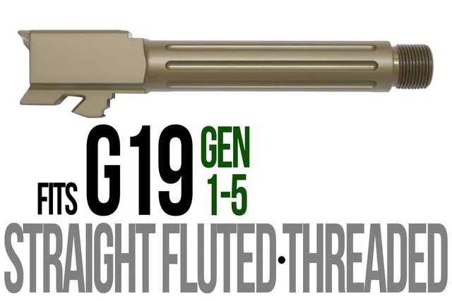 Glock 19 Threaded Barrel 9mm – Straight Fluted Dark Earth