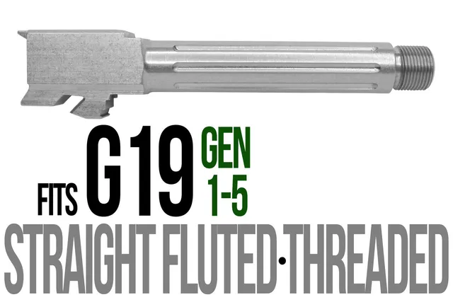 Glock 19 Threaded Barrel 9mm – Straight Fluted Stainless
