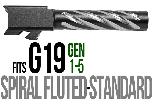 Glock 19 Barrel 9mm – Thick Spiral 2-Tone Black