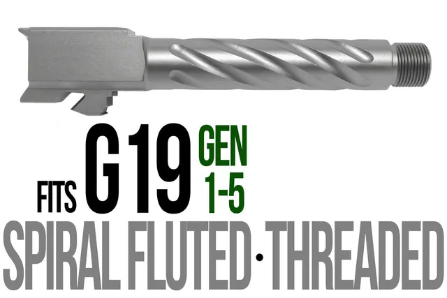 Glock 19 Threaded Barrel 9mm – Thick Spiral Flat Gray
