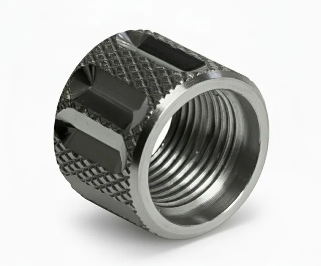 1/2x28 Thread Protector – Knurled Straight Fluted Stainless