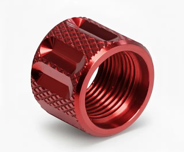 1/2x28 Thread Protector – Knurled Straight Fluted Red