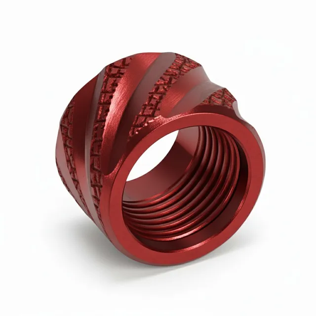 1/2x28 Thread Protector – Knurled Thick Spiral Red