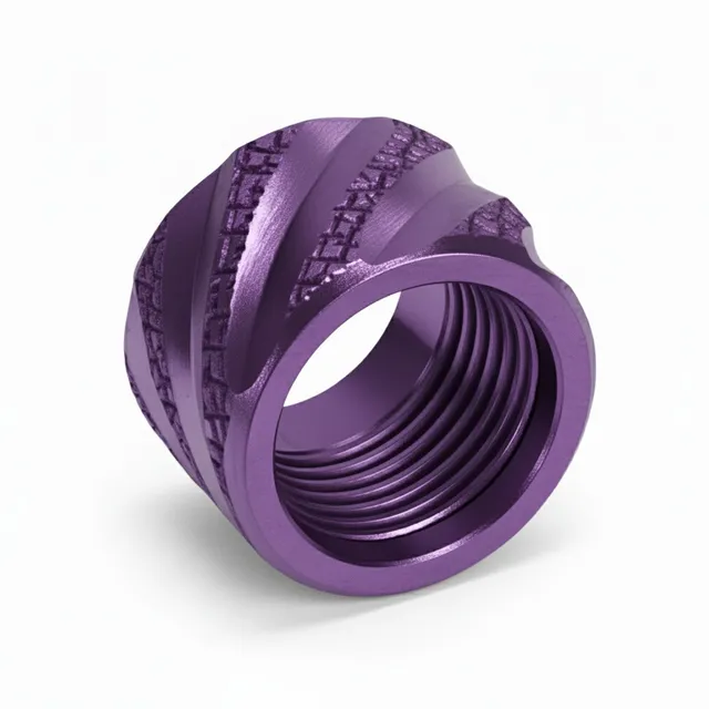 1/2x28 Thread Protector – Knurled Thick Spiral Violet